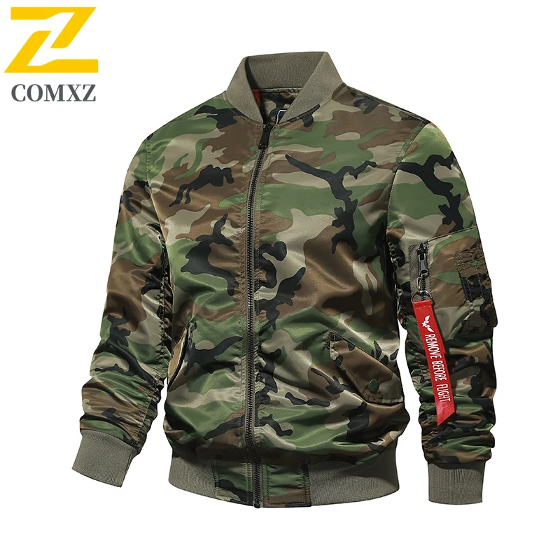 Mens Camo Stand Collar Tactical Windbreaker Winter American Style Military Flight Coat Waterproof Windproof MA1 Bomber Outerwear