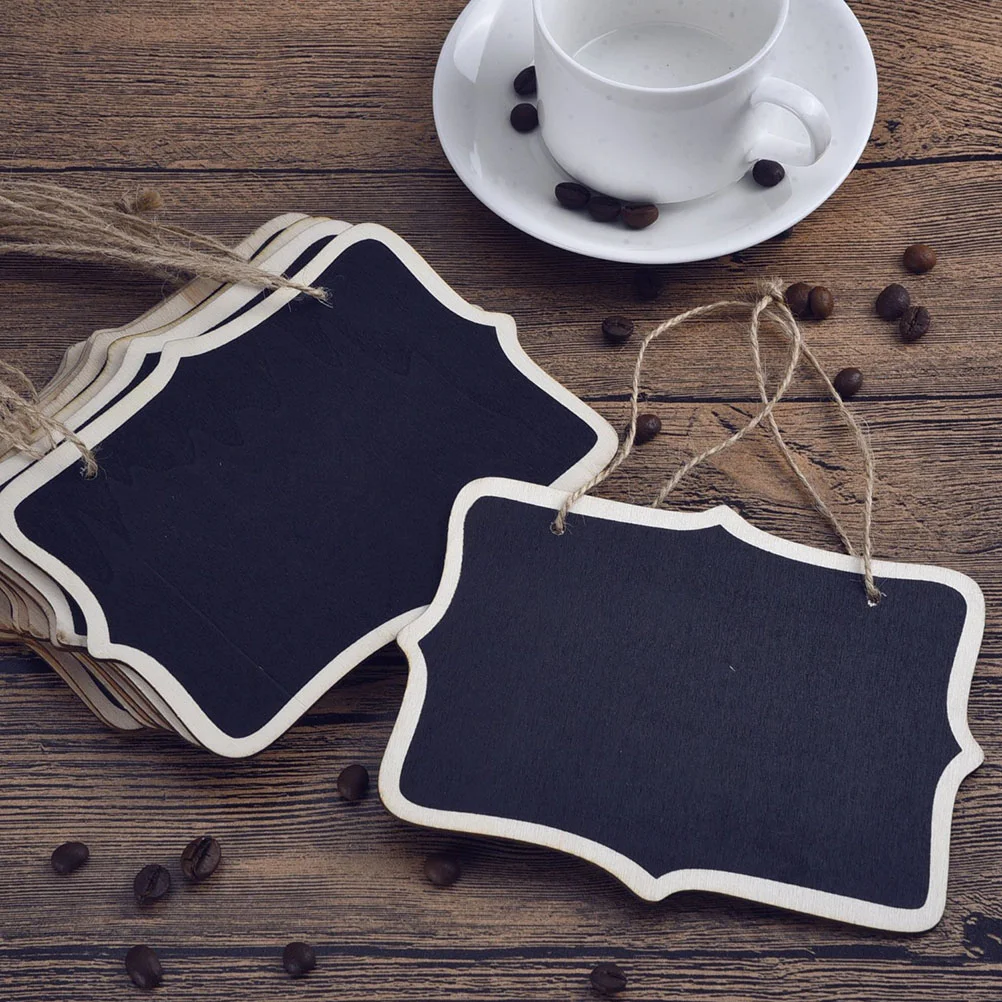 Mini pizarras rectangulares de doble cara, tablero negro de mensajes, letreros, soporte de número de mesa de boda, letrero de nota, tablero de madera, 12 piezas