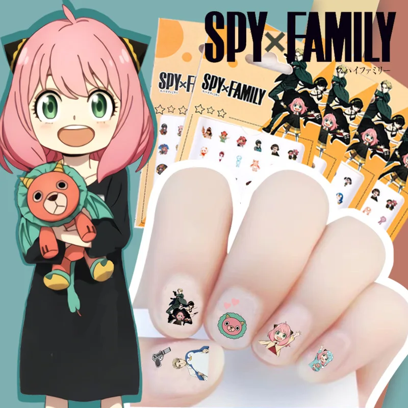 Anime SPY×FAMILY 3D Nail Art Decoration Nails Stickers Elf-Adhesive Manicure Supplies Slider Tips Art Decals Accessories Decor