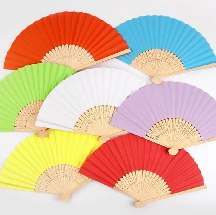 100pcs 21cm Wedding 8 color Paper Hand Fan Wedding Party Party Decoration Promotion Favor Gift Colors ni218