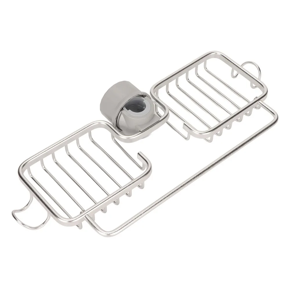 Aluminum Plastic Sink Shelf Adjustable Silver Black Gold Hanging Rack Practical with Towel Rod Sink Organizer Rack