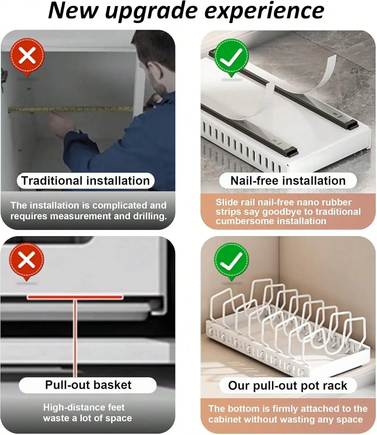 منظم أواني ومقالي سفلية للخزانة، منظم غطاء منزلق للخزانة، منظم خزانة قابل للسحب مع 8 فواصل قابلة للتعديل