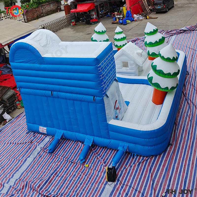 9x7m Outdoor New Design Inflatable Christmas Themed Bouncy Castle With Slide For Kids And Adults