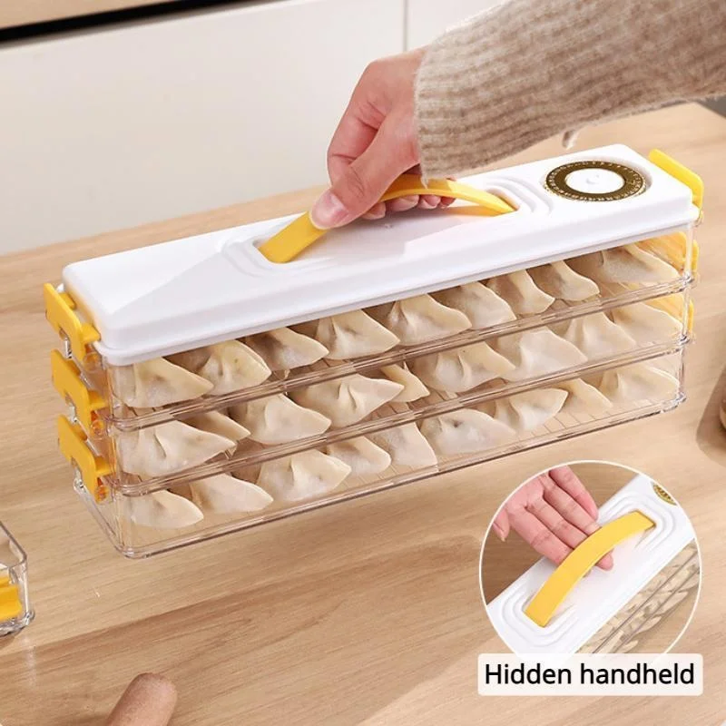 

Space Saving Dumplings Fresh Keeping Storage Box Multi Layer Dumplings Holder Case Non-stick with Date Record for Small Fridge