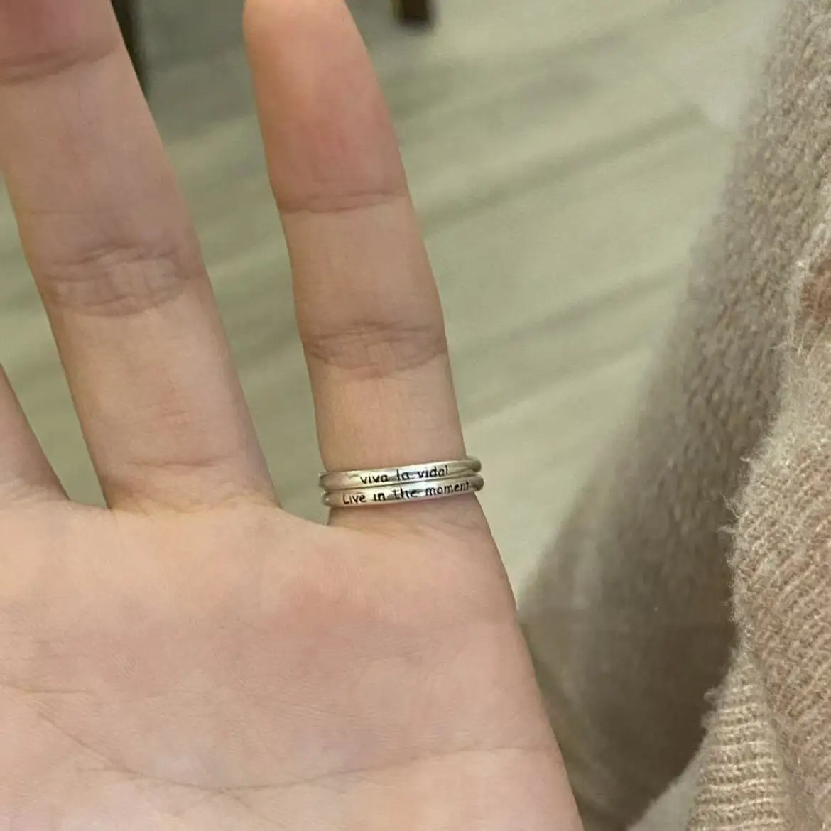 

Long Live Life Letter Small Ring Live in the Moment Little finger Ring Women's Fashion Trend Accessories Couple's Open-End Ring