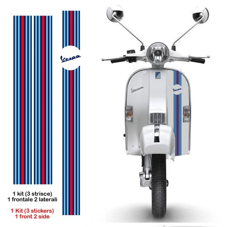 For 1Set Adhesive vespa strip martini racing sticker 1 - 3 strips contoured print on pvc strip cropped print pvc