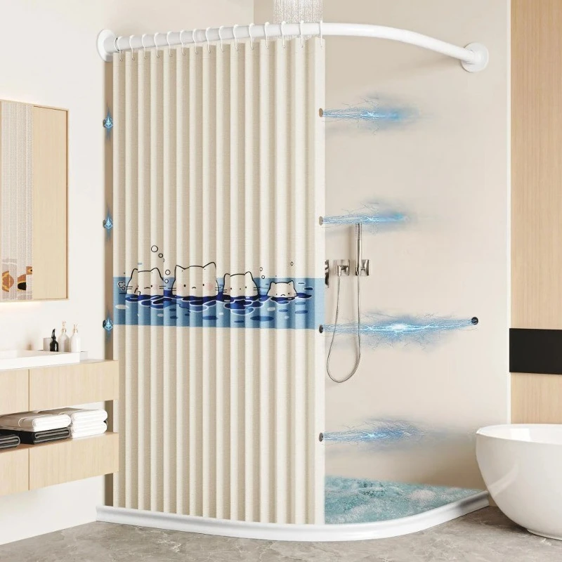 

Складная занавеска для душа — водонепроницаемая занавеска для ванной комнаты, L-тип для сухого/влажного разделения, без дрели, подкладка для душа с дизайном конфиденциальности