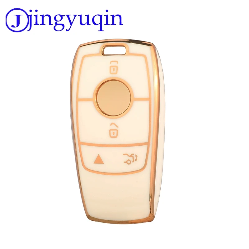 jingyuqin New TPU Car Remote Car Key Protective Shell Case Cover For Mercedes-Benz E, 4 buttons,  gold trim black, white, gray