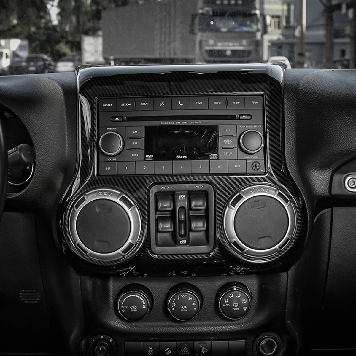 Car Center Console Air Conditioning AC Switch Panel Decoration Cover Trim for Jeep Wrangler JK 2011-2017 Interior Accessories
