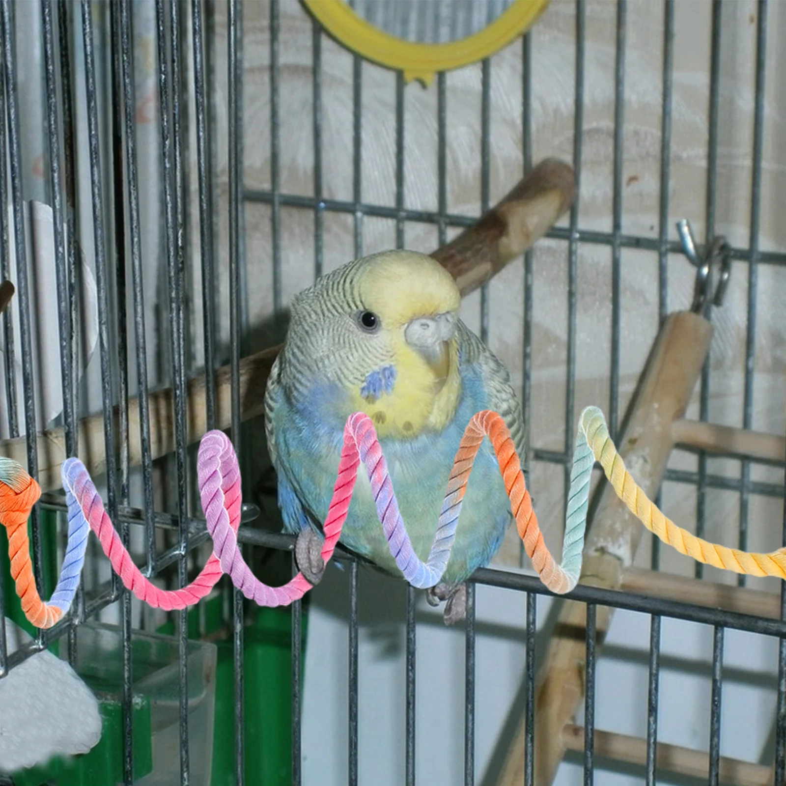 

2Pcs Parrot Swing Rope 150cm Durable Cotton Climbing Perch for Small Birds Budgies Cockatiels Cage Accessories