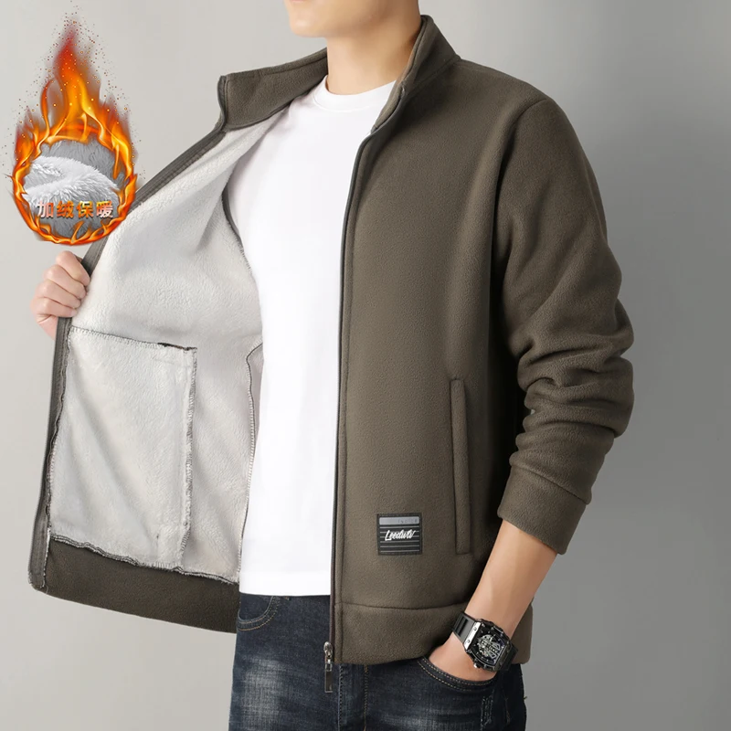 

Новая осенне-зимняя толстовка-кардиган с воротником-стойкой, утолщенная флисовая куртка, носить на верху для теплого.