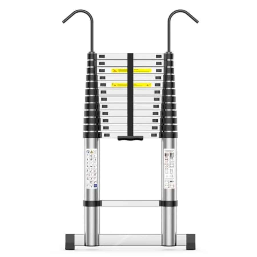 16.5 FT Extension Ladder Heavy Duty 330lbs Max Capacity Aluminum Multi-Purpose Collapsible Ladder with Stable Hook and Balancin
