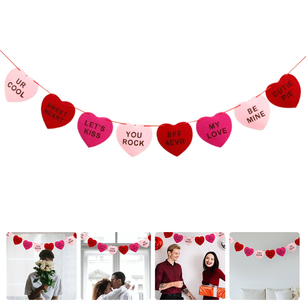 

1pc Tricolor Heart Letter Bunting Valentine'S Day Banner Pendant For Party Home Indoor Outdoor Hanging Decoration Romantic