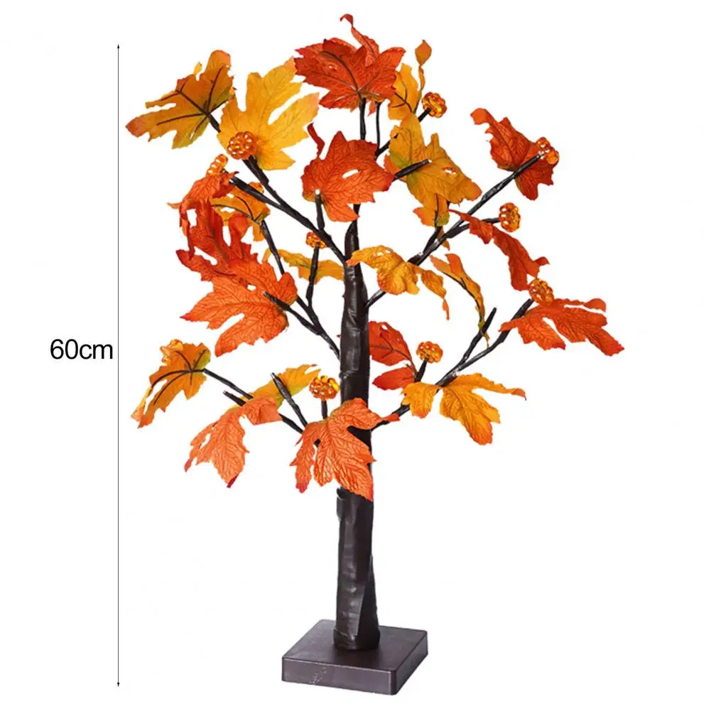 Fall Maple Tree Lamp 24LED USB Light Up Pumpkin Maple Leaf Light Thanksgiving Harvest Halloween Christmas Desktop Decoration