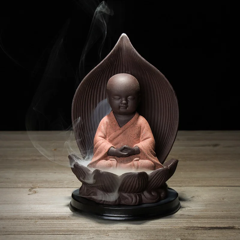 Reverse Flow Burner One Leaf Like Buddha Purple Clay Small Sha Mi Incense Aromatherapy Supplies Creative Home Decor