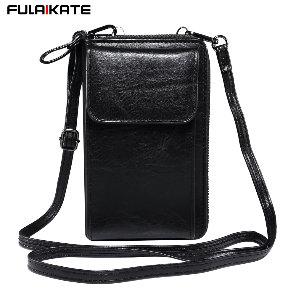 FULAIKATE Elephant Grain Classic Universal Multifunctional Shoulder Bag for iPhone 15 Pro Max Large Phone Pouch for Samsung S24+