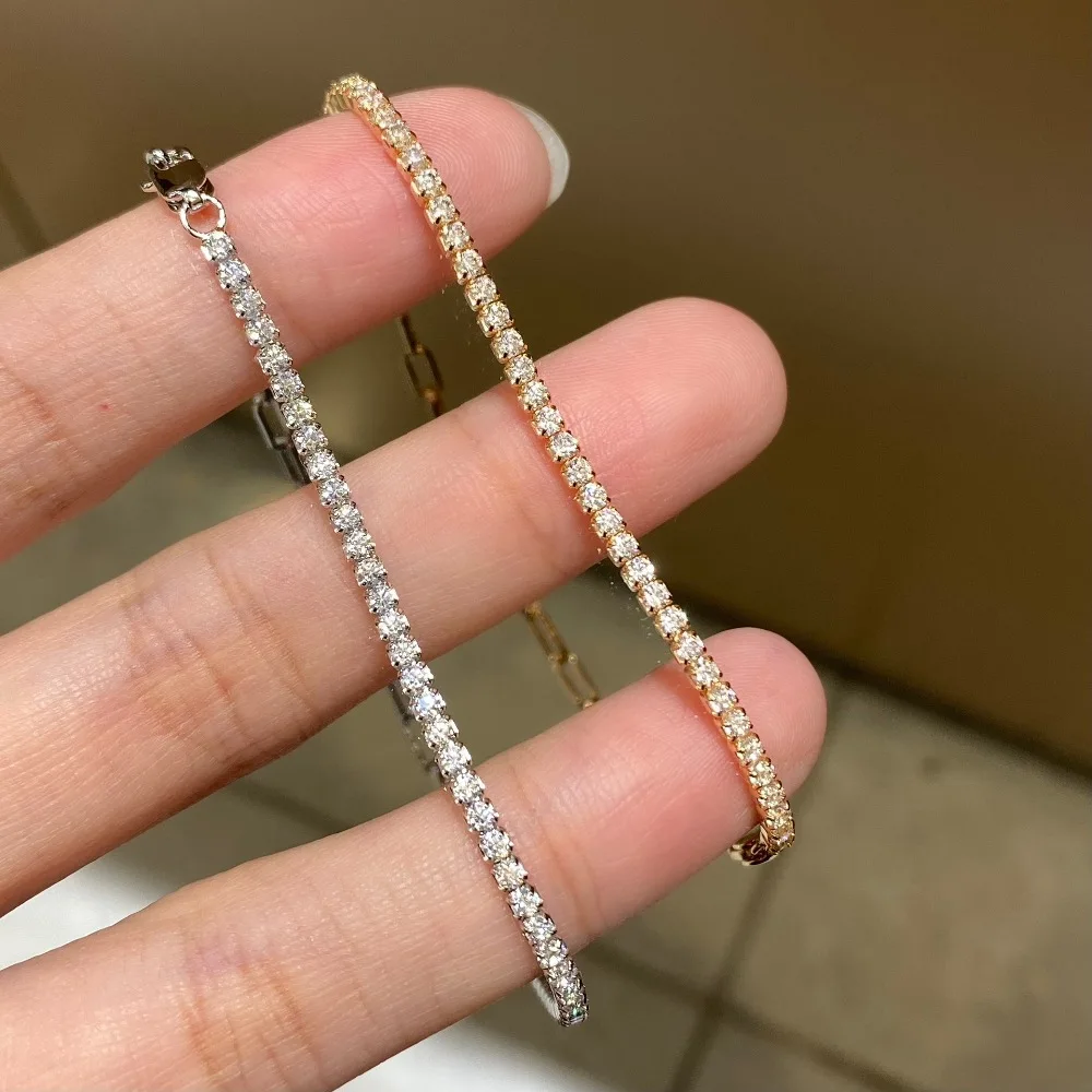 

Sparkling High Carbon Diamond Bracelets for Women - 925 Sterling Silver Wedding Bracelet & Engagement Party Jewelry Gift