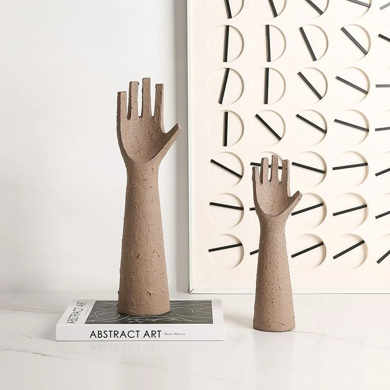 

Wabi-sabi retro style abstract art raised hands resin ornament, hotel office bookcase new and peculiar decorative crafts