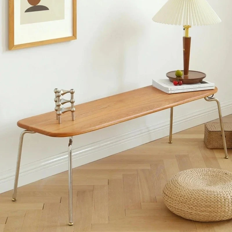 

Solid wood household dining tables and chairs, long and low stools for changing shoes in the entrance, stainless steel