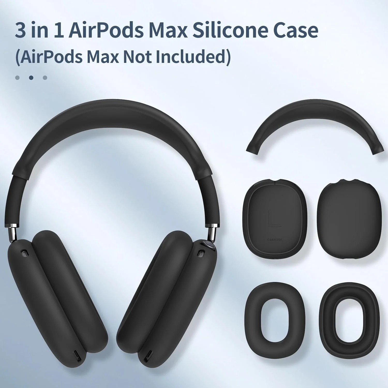 For Airpods Max Headphones Soft Silicone Case 3 in 1 Protective Cover Anti Scratch Earphone Cases for Airpodmax Accessories