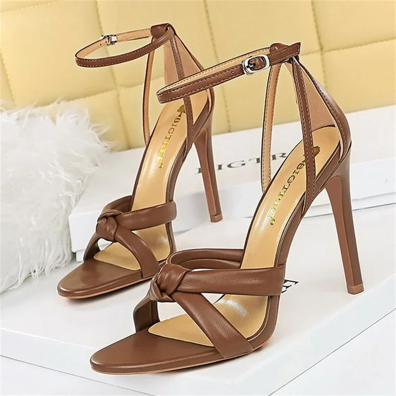 BIGTREE Summer Sexy Fashion High Heels Out Open-Toe Cross Strap Nightclub Party Women\'s Shoes One-Line Sandals For Women