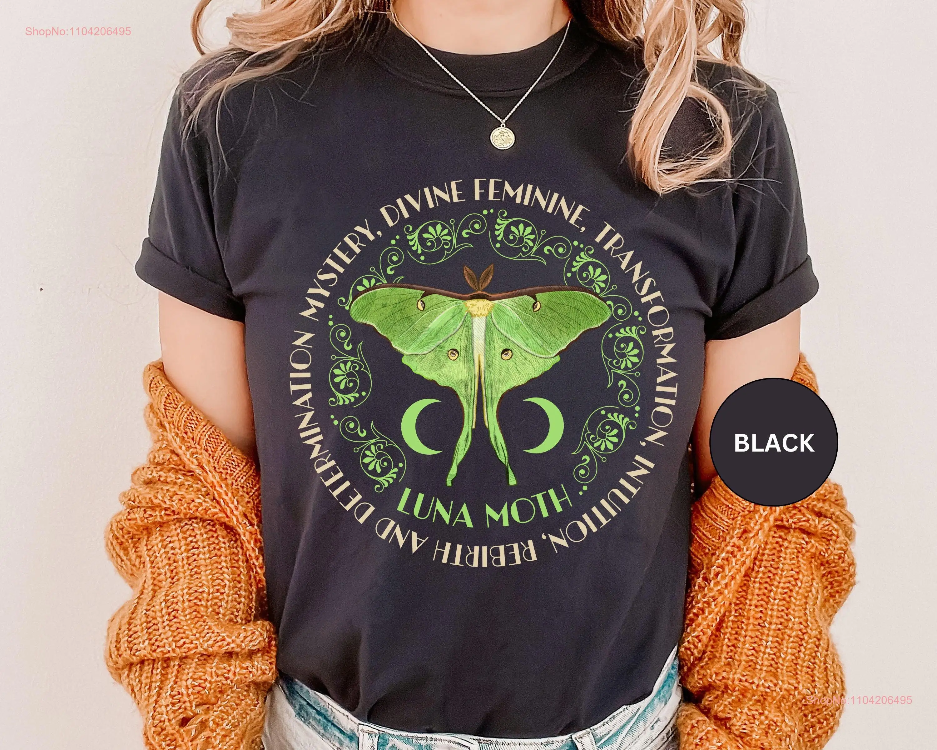 Luna Moth T Shirt Devine Feminine For Green Witch Cottagecore Mystical Botanical Goddess Celestial Energy Comfort Colors