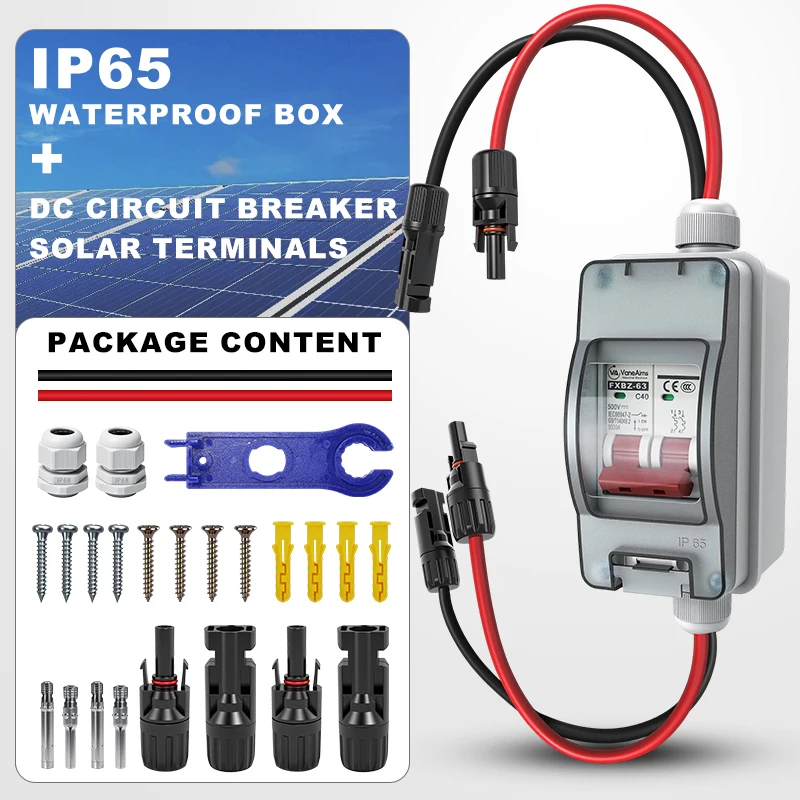 ‌Solar Disconnect Switch Box MCB Mini Circuit Breaker DC500V PV Distribution Box IP65 Waterproof HT-2 Photovoltaic Combiner Box image 2