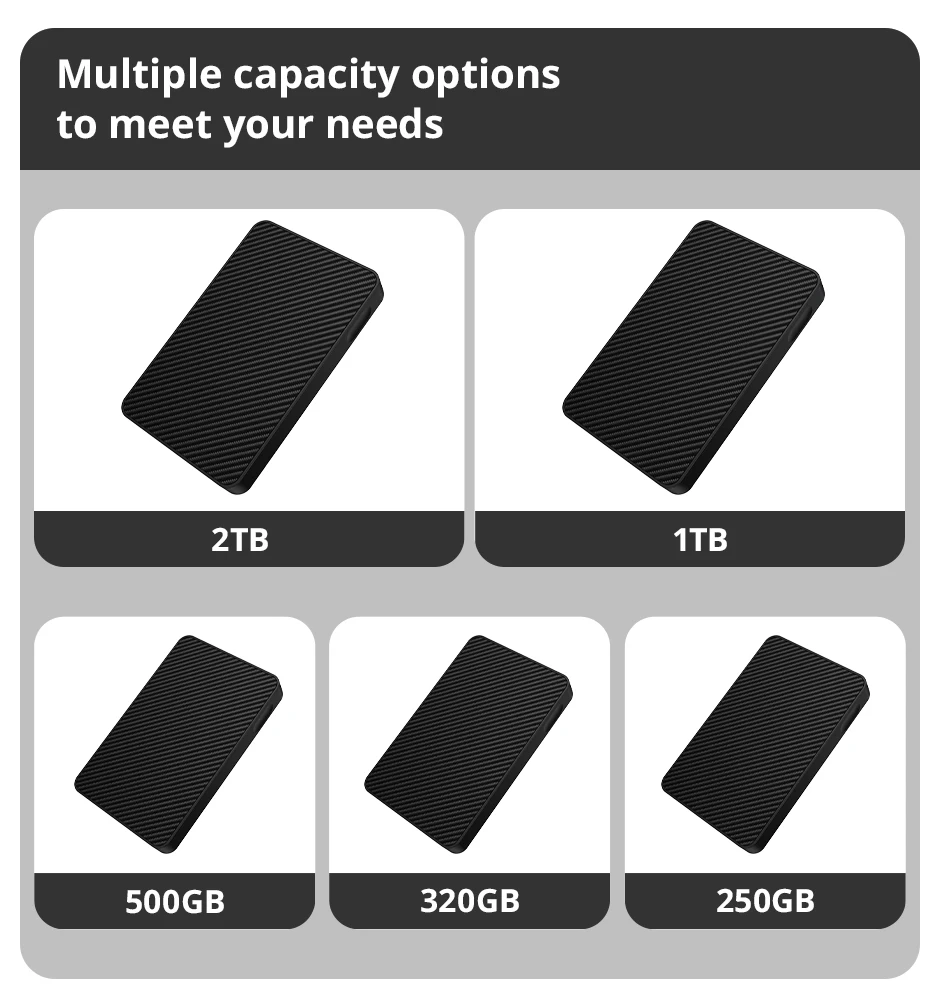 External Hard Drive 2.5 Portable Hard Drive HDD 250GB 320GB 500GB 1TB USB3.0 for Desktop PC Laptops Gaming Consoles TV PS5 Xbox