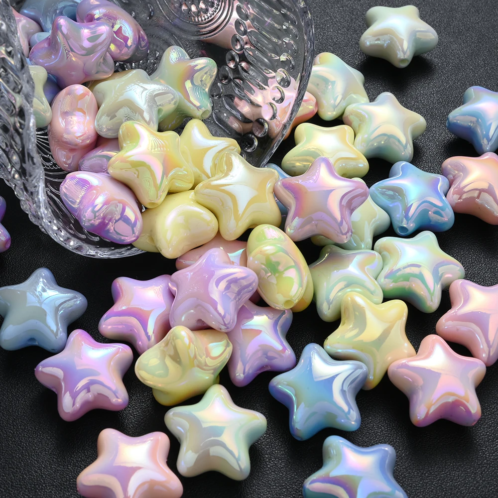 10Pcs Acrylic Star Beads With Holes Colored Spacer Beads For Ballpoint Pen Keychain Necklace Bracelet Earrings DIY Jewelry Makin