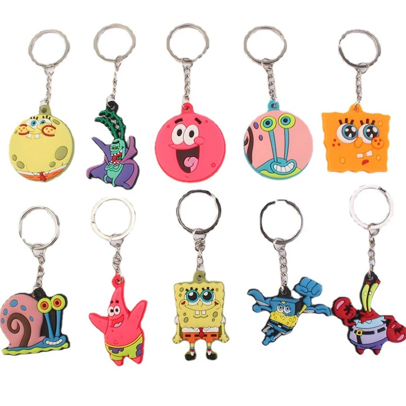 1 Stuk Pvc Spongebob Sleutelhanger Cartoon Figuur Patroon Sleutelhanger Trinket Kids Verjaardagscadeau