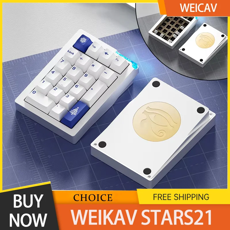 

Weikav Stars21 Wireless Mini Numeric Keypad Mechanical Keyboard Kit Aluminum Alloy 3-Mode Bluetooth with Hot-Swappable Switches