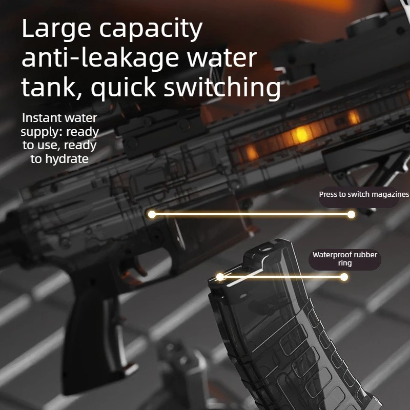 High Pressure M416 Electric Water Gun Toy LED Automatic Rifle Shoot Sight Water Spray Blaster Outdoor Summer Toy for Adult Boy view 4