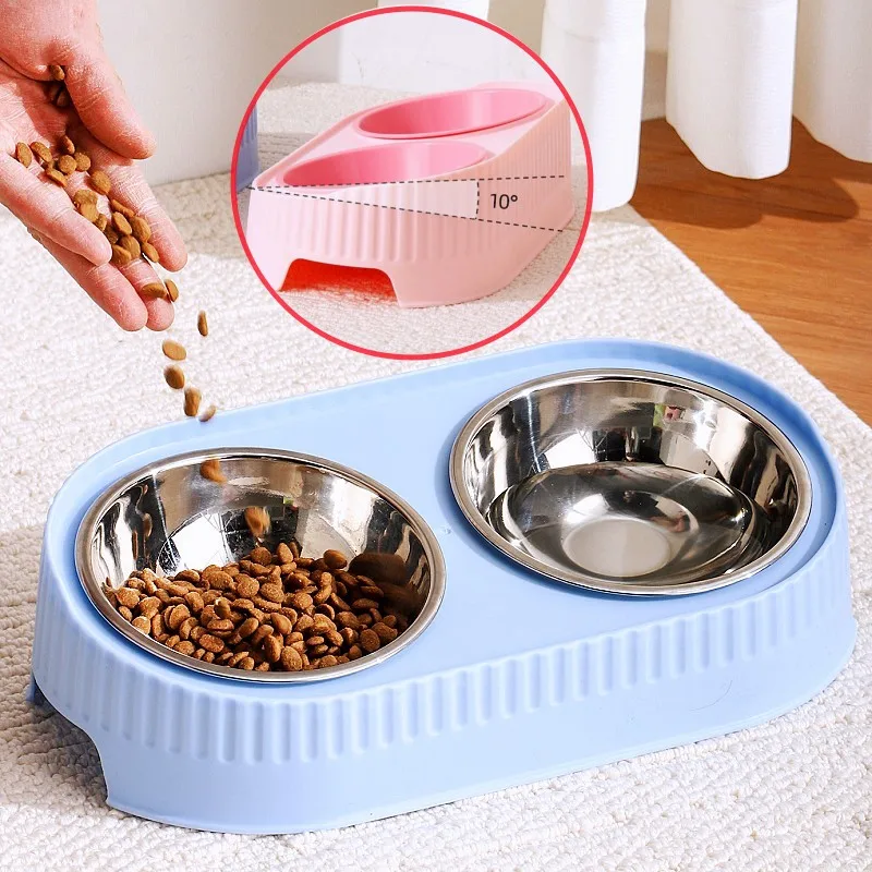 

Dog Bowl Stainless Steel Bowls for Dogs Feeding Double Bowls for Dog Food Container Neck Protector Dogs Water Bowl Pet Feeders