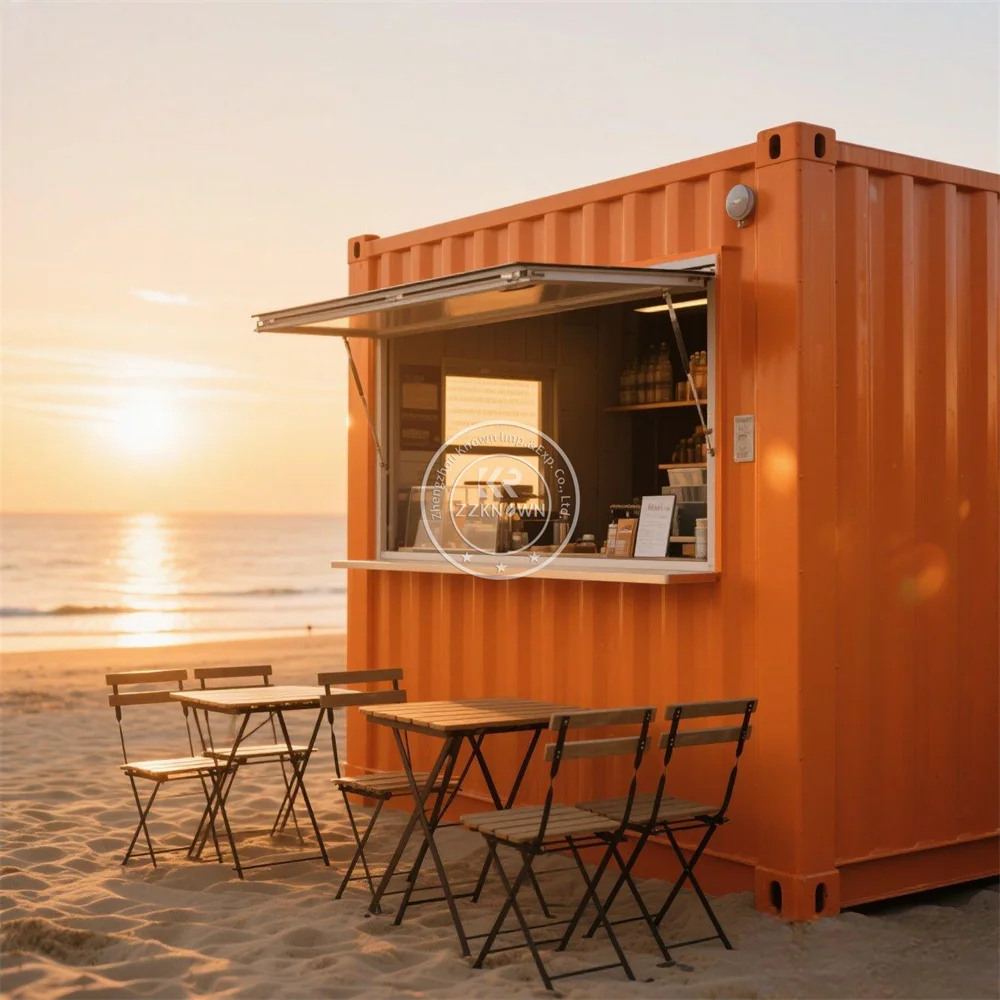 Custom Container Coffee Shop Prefab Coffee Shop Street Restaurant Full Kitchen Outdoor Pizza Fast Food Shop Container Bar