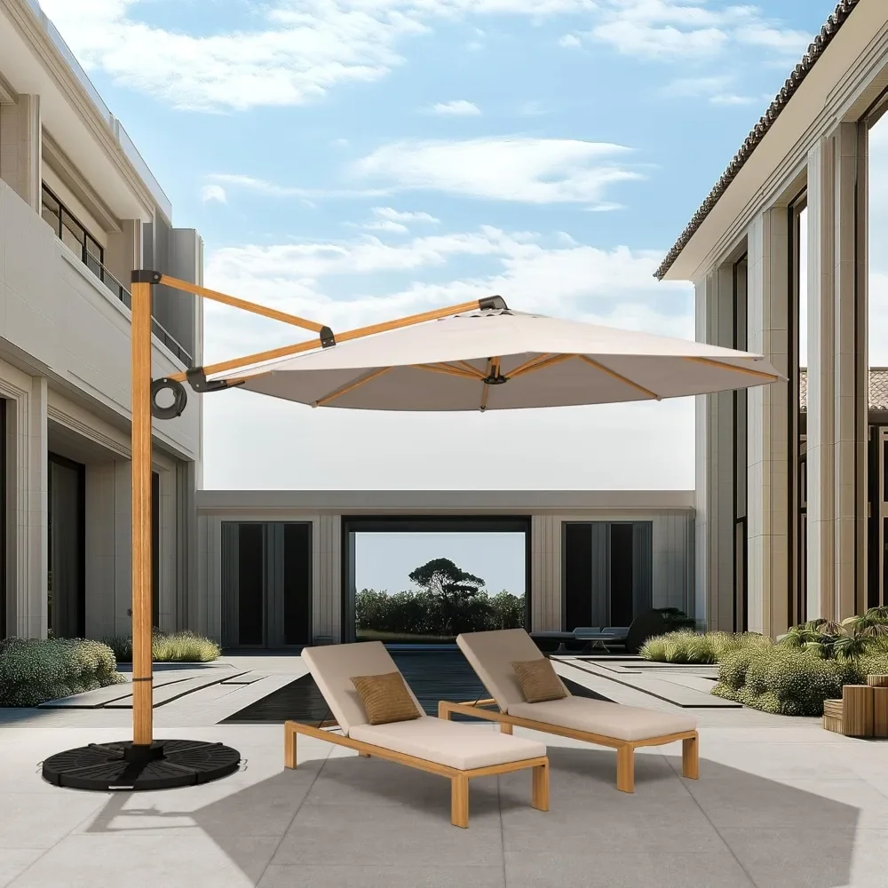 

10FT Patio Umbrella, Aluminum Cantilever Umbrella, with Round Canopy, Outdoor Offset Umbrella for Patio, Garden