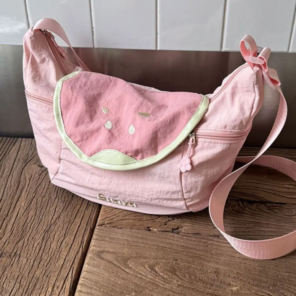 

Sweet Korean Style Nylon Shoulder Bag Large Capacity Lightweight Fruit Shape Crossbody Bag Creative Tote Bag Handbag Travel