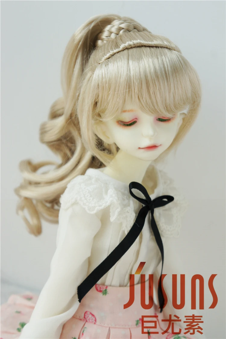 

JD218 1/8 1/6 1/4 1/3 YOSD MSD SD DOD Pretty BJD Synthetic Mohair Doll Wigs High Long Wave Pony Braided Circly BJD Hair