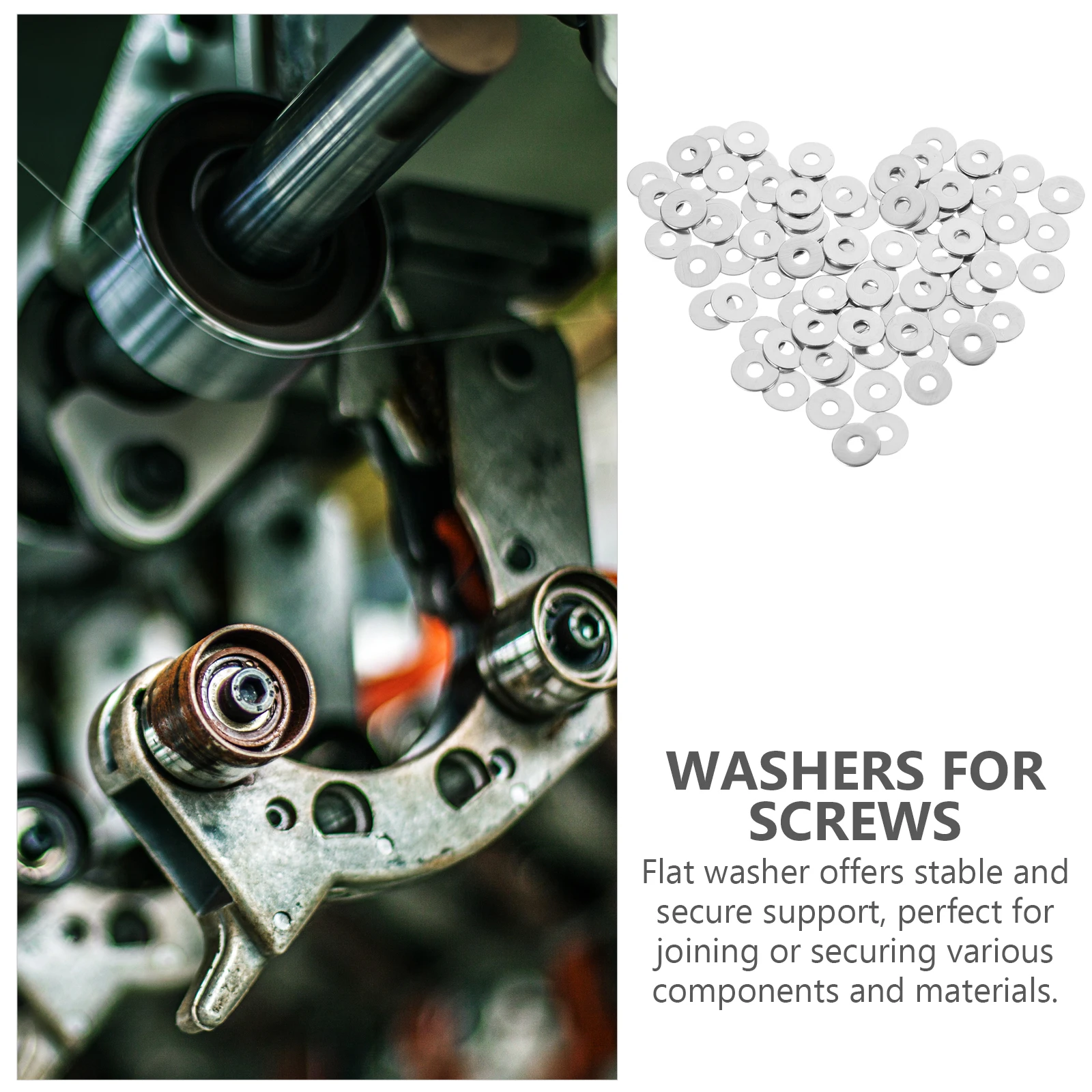 

100pcs Stainless Steel Flat Washers Metal Washers For Bolts Screws Fasteners Assorted Washer Set Durable Secure Support For