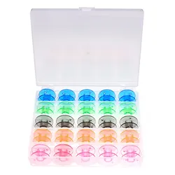 25 Pcs/box Empty Bobbin DIY Crafting Sewing Machine Plastic Spools Thread Organizer with Storage Box