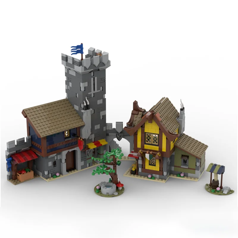 1234 stks MOC 31120 Middeleeuwse Stad Vierkant Modulaire Architectuur Onderwijs Model Bouwstenen Verjaardagscadeau