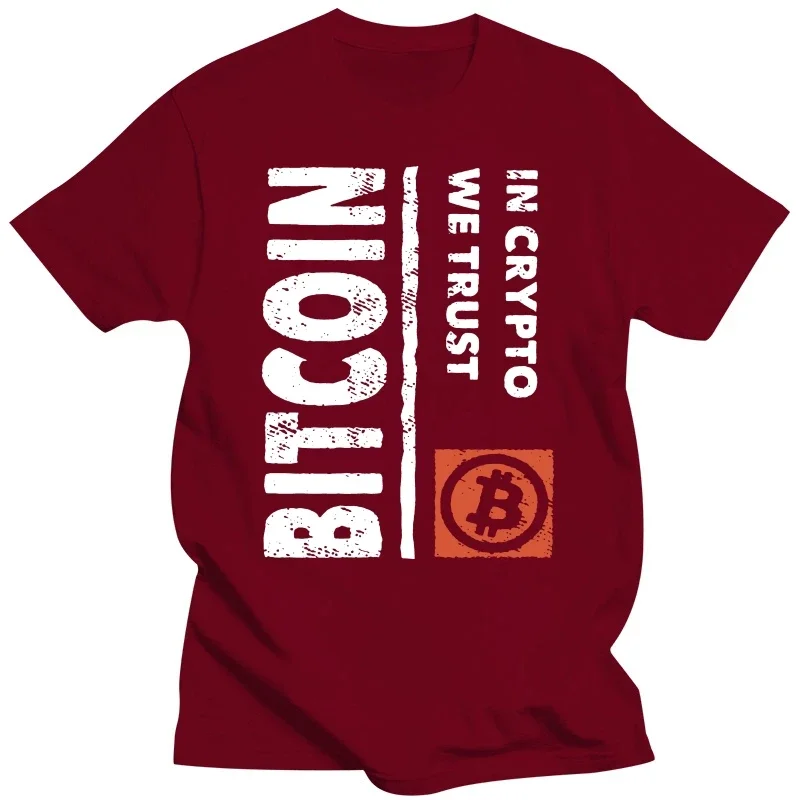 2025 نموذج جديد خمر الجرونج الرجعية في التشفير نحن نثق تي شيرت للرجال القطن الخالص تي شيرت قصير الأكمام BTC المحملة العملة المشفرة