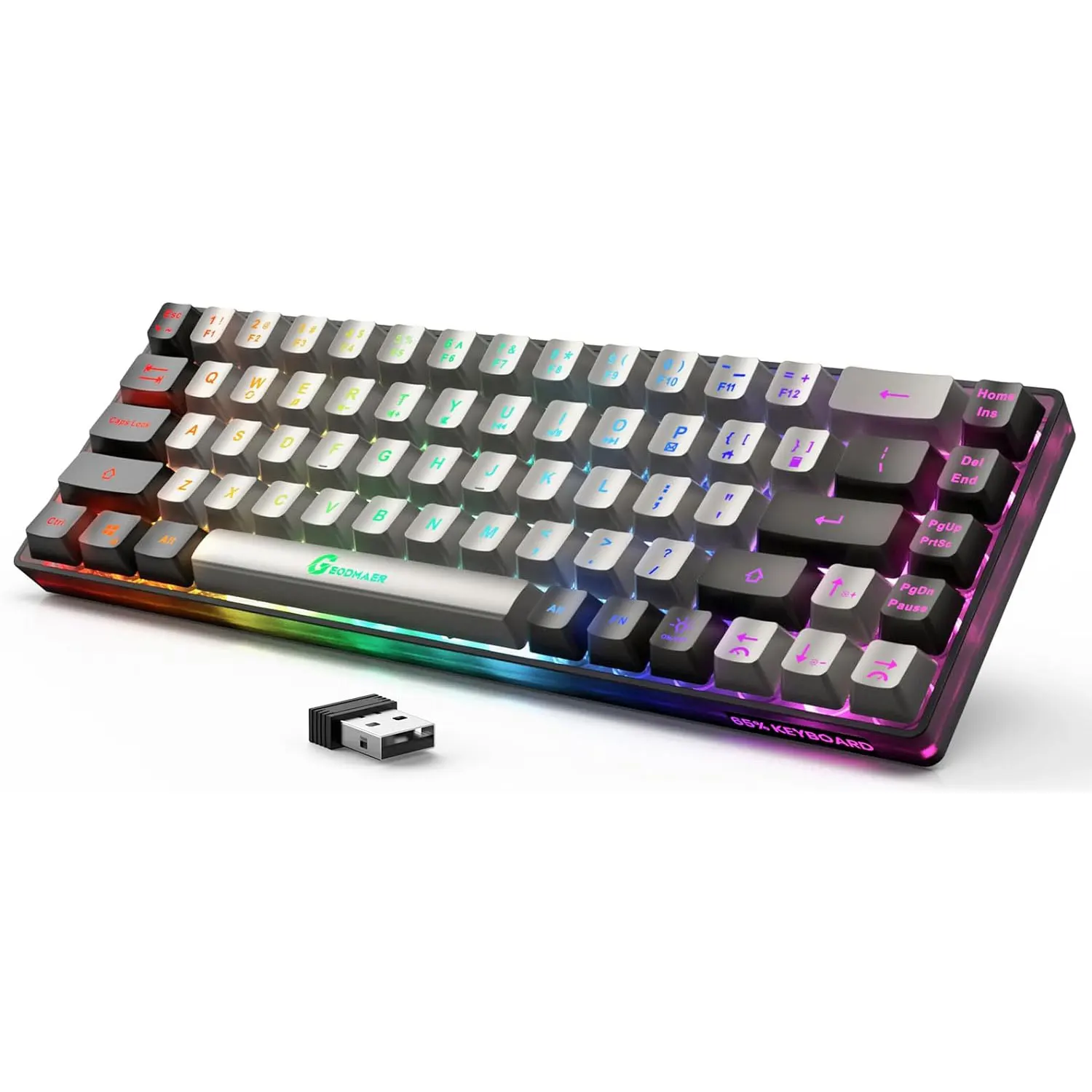 Imagem -01 - Teclado sem Fio Geodman-backlit do Jogo 2.4g 68 Chaves Recarregável Anti-ghosting para o pc teclado sem fio geodman backlit do jogo 24g 68 chaves recarregavel anti ghosting para o pc 01