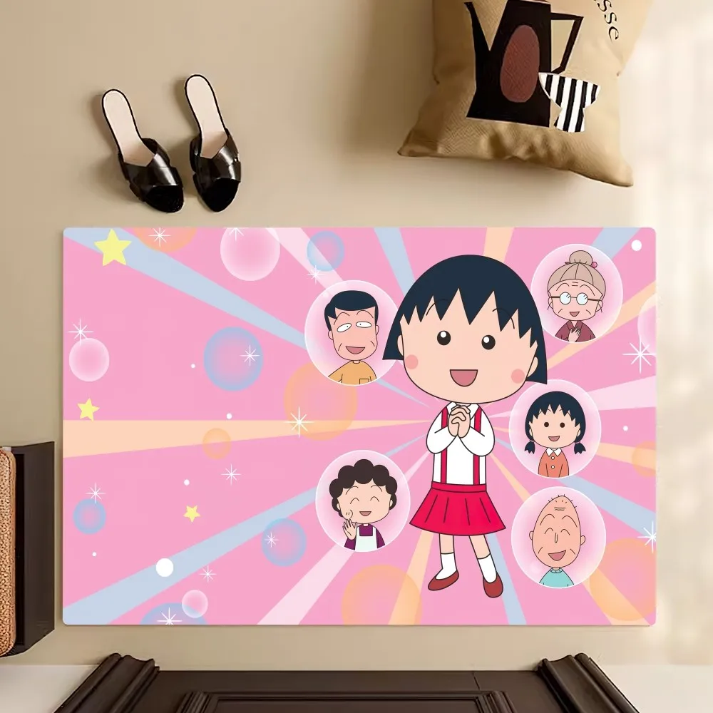 Cartoon Chibi Maruko Chan Cute Floor Mat Bedroom Kitchen Door Bath House Super Absorbent Foot Non-slip