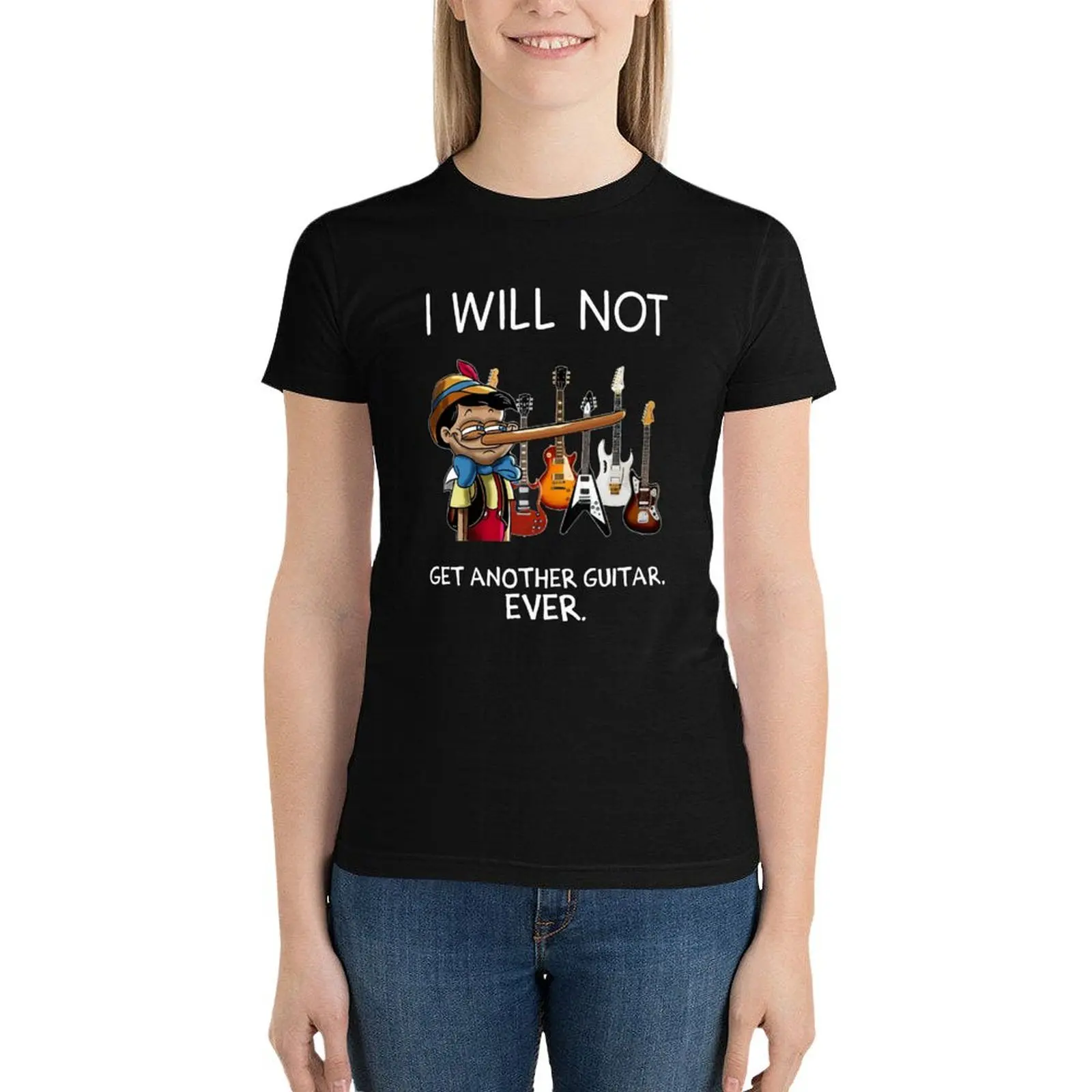 

I will not get another guitar ever T-Shirt Short sleeve tee Female clothing animal print shirt for girls cat shirts for Women