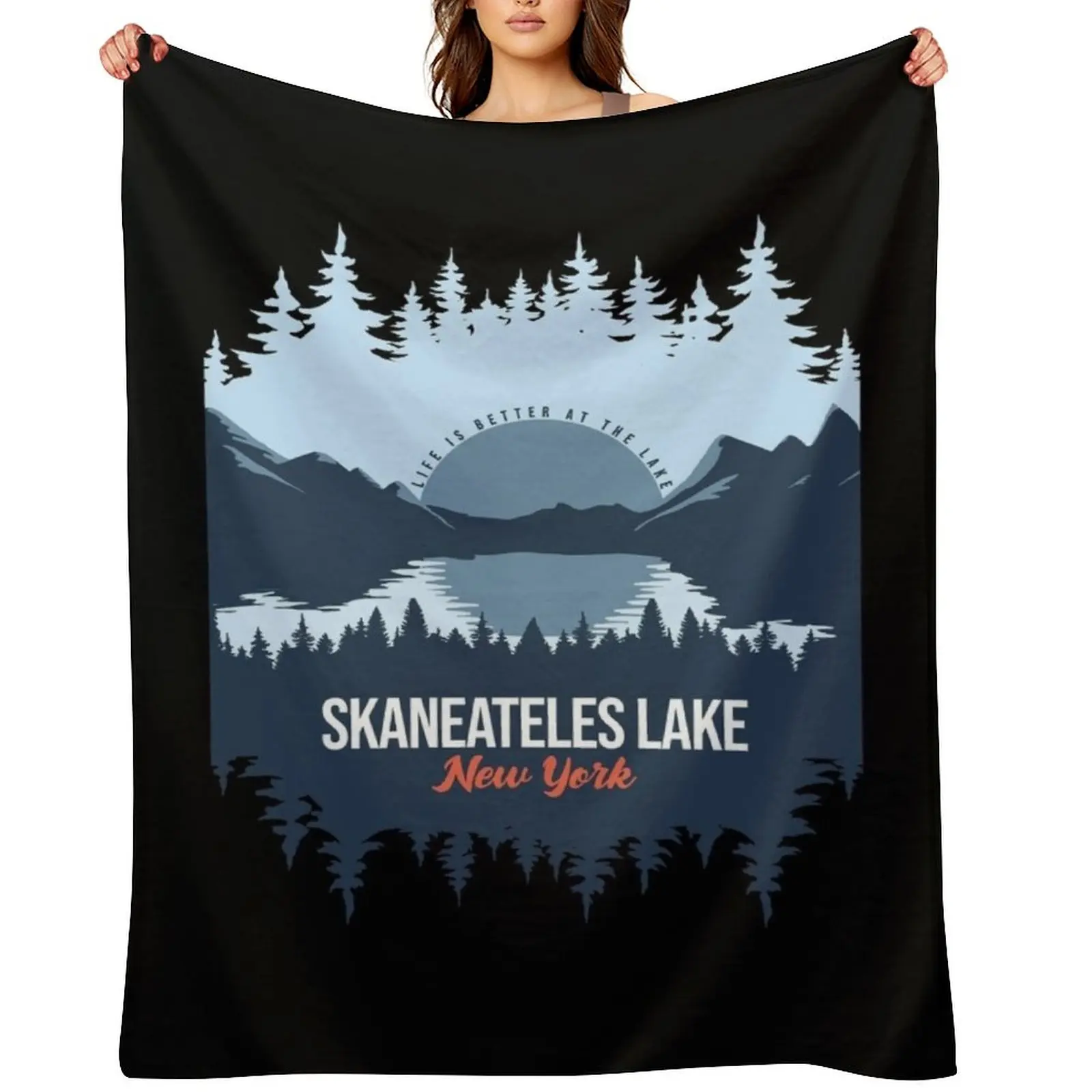 

Skaneateles Lake New York Lake With Mountain And Pine Tree Throw Blanket Nap Plaid Thermals For Travel Decorative Sofas Blankets