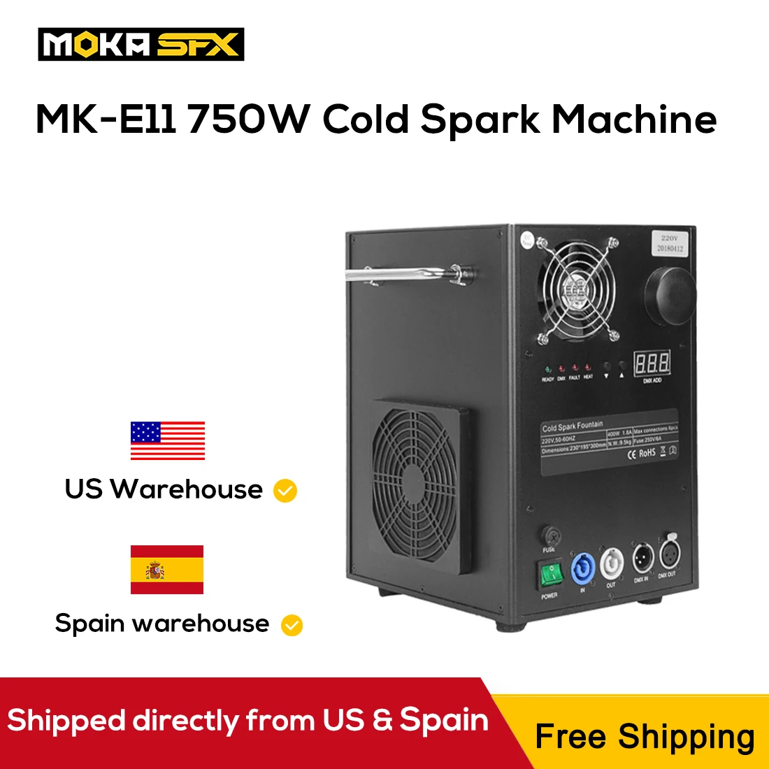 

MOKA SFX 750w Cold Spark Machine DMX Control Stage Cold Spark Fountain Indoor Outdoor Sparkler for Wedding Party