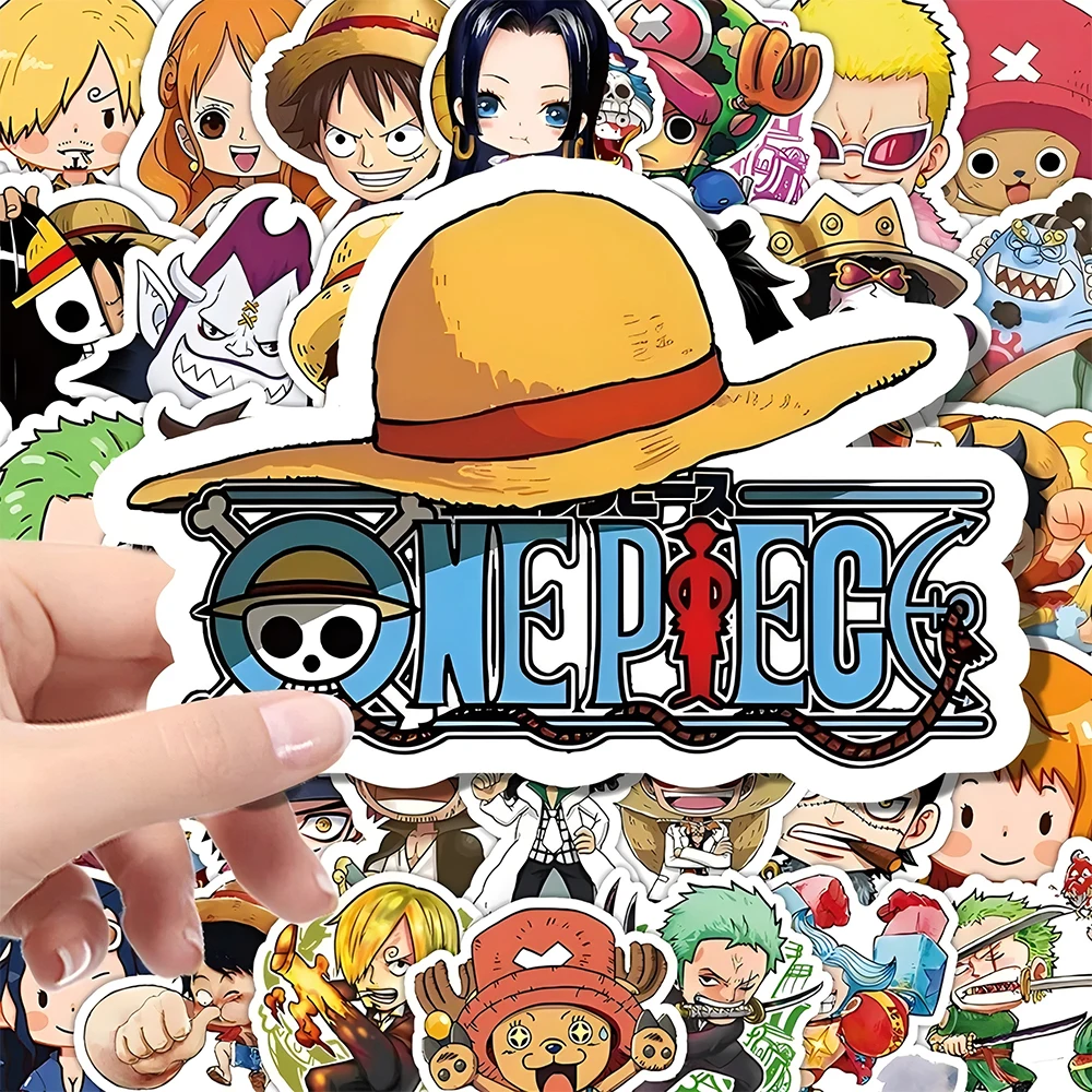 55pcs One Piece Cute Cartoon Stickers DIY Skateboard Phone Case Laptop Motorcycle Waterproof Cool Anime Sticker Decals Toy