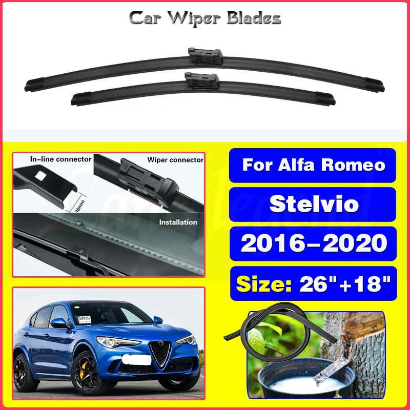 

Wiper Front Wiper Blades For Alfa Romeo Stelvio 2016 2017 2018 2019 2020 Windshield Windscreen Front Window 26"+18"