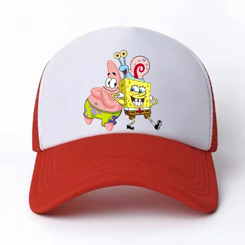 Dziecięcy kapelusz młodzieżowy Cartoon SpongeBob z nadrukiem kapelusz przeciwsłoneczny 58CM Student chłopcy dziewczęta Outdoor Sports moda uroczy słoneczny kapelusz na co dzień