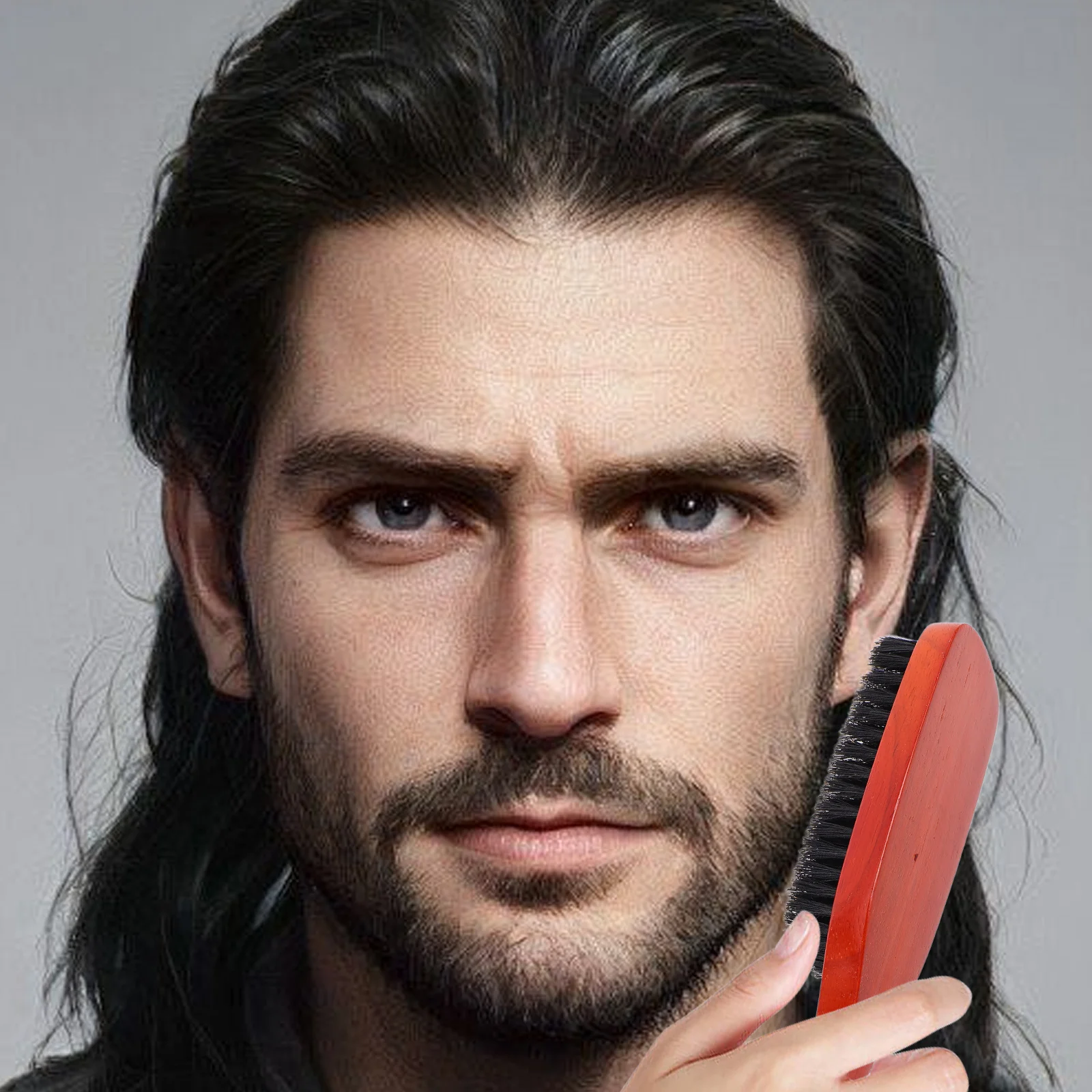 

2 шт., щетка для бороды с мягкой щетиной, деревянная ручка, волосы кабана, мужской инструмент для ухода за бородой, расческа для укладки бороды, дорожный аксессуар, щетка для волос для мужчин